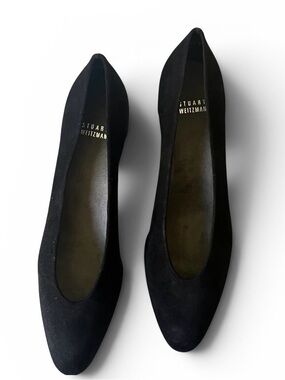 NWOT Stuart Weitzman Chicpump Black Suede Block Heel Pump Size 10